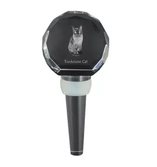 Chat tonkinois - Bouchon de bouteille en cristal avec chat, bouchon de vin unique avec photo, cadeau personnalisé pour sommelier par la marque Art-Dog