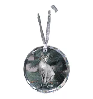 Sphynx - crystal bauble with a photo, photo of a cat in crystal, personalized Christmas tree ornament by Art-Dog brand