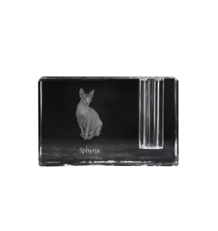 Sphynx - Stifthalter, Kristallorganizer mit Katzenfoto, einzigartige Schreibtischdekoration der Marke Art-Dog