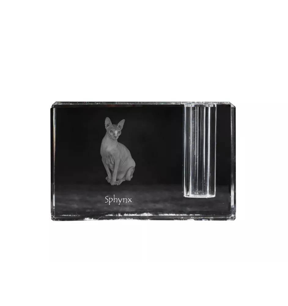 Sphynx - Pen stand, crystal organiser with cat photo, unique desk decoration by Art-Dog brand