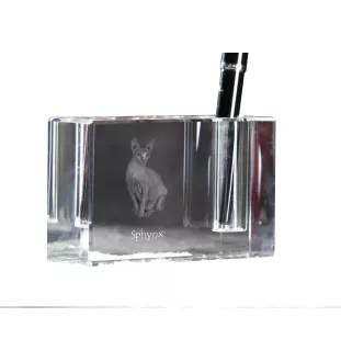 Sphynx - Stifthalter, Kristallorganizer mit Katzenfoto, einzigartige Schreibtischdekoration der Marke Art-Dog