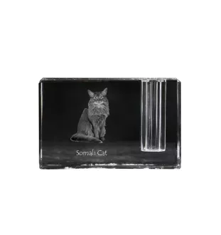 Somali-Katze - Stifthalter, Kristallorganizer mit Katzenfoto, einzigartige Schreibtischdekoration der Marke Art-Dog