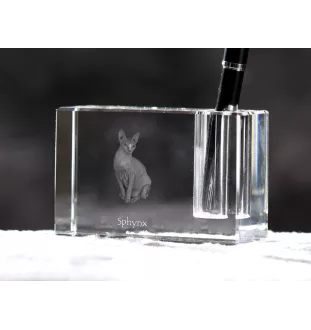 Sphynx - Porte-stylos, organiseur en cristal avec photo de chat, décoration de bureau unique par la marque Art-Dog