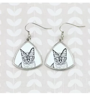 Tonkinese Katze - Katzenohrringe, hängende Ohrringe mit Bild, personalisierter Schmuck mit dem Aufdruck der Marke Art-Dog