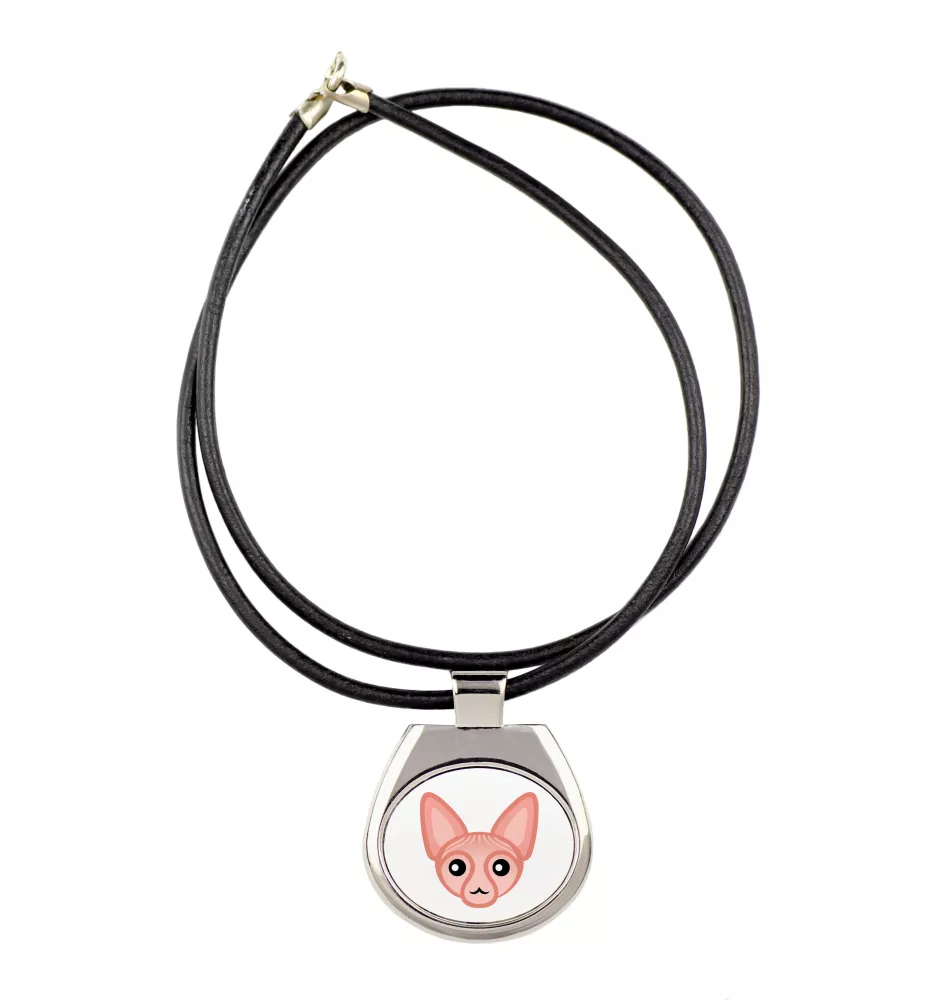 Sphynx - collier pendentif avec une illustration sur une chaîne en cuir de la marque Art-Dog