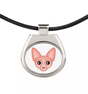 Sphynx - collier pendentif avec une illustration sur une chaîne en cuir de la marque Art-Dog