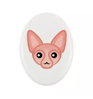 Sphynx - Grabplatte aus Keramik mit Grafik und Schriftzug der Marke Art-Dog