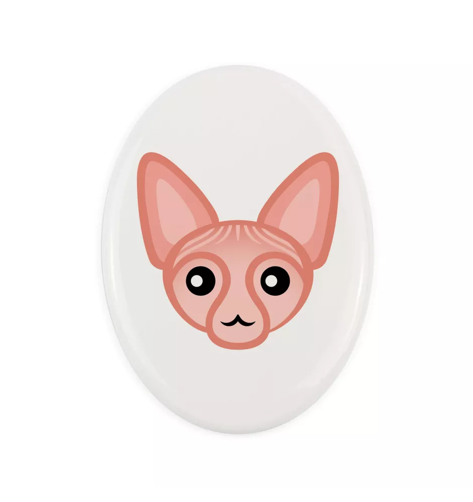 Sphynx - Grabplatte aus Keramik mit Grafik und Schriftzug der Marke Art-Dog