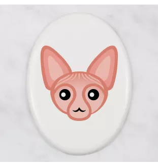 Sphynx - une plaque funéraire en céramique avec une illustration et un texte de la marque Art-Dog