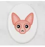 Sphynx - une plaque funéraire en céramique avec une illustration et un texte de la marque Art-Dog