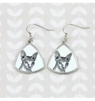 Sphynx - boucles d'oreilles avec un chat, boucles d'oreilles pendantes avec une image, bijoux personnalisés avec l'impression de la marque Art-Dog