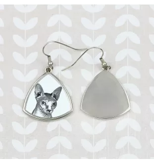 Sphynx - Katzenohrringe, hängende Ohrringe mit Bild, personalisierter Schmuck mit dem Aufdruck der Marke Art-Dog