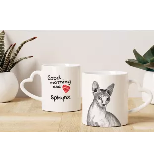 Sphynx - cat mug, adorable heart-shaped handle mug, universal gift from Art-Dog brand