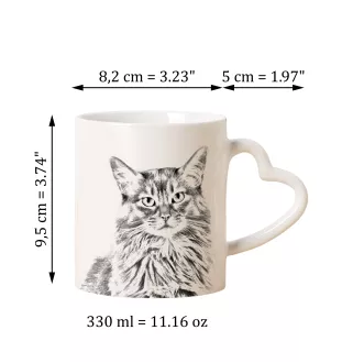 Somali - cat mug, adorable heart-shaped handle mug, universal gift from Art-Dog brand