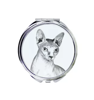 Sphynx - miroir de poche avec un chat, miroir personnalisé pour sac à main, miroir compact avec impression de la marque Art-Dog