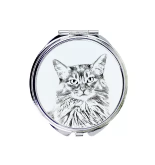 Somali Cat - pocket mirror with a cat, personalized mirror for a purse, compact mirror with Art-Dog brand print