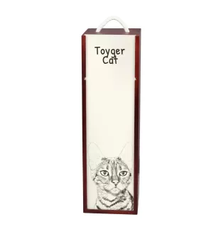 Toyger Cat - wine box with a cat, alcohol box with graphics, personalized gift box from the Art-Dog brand