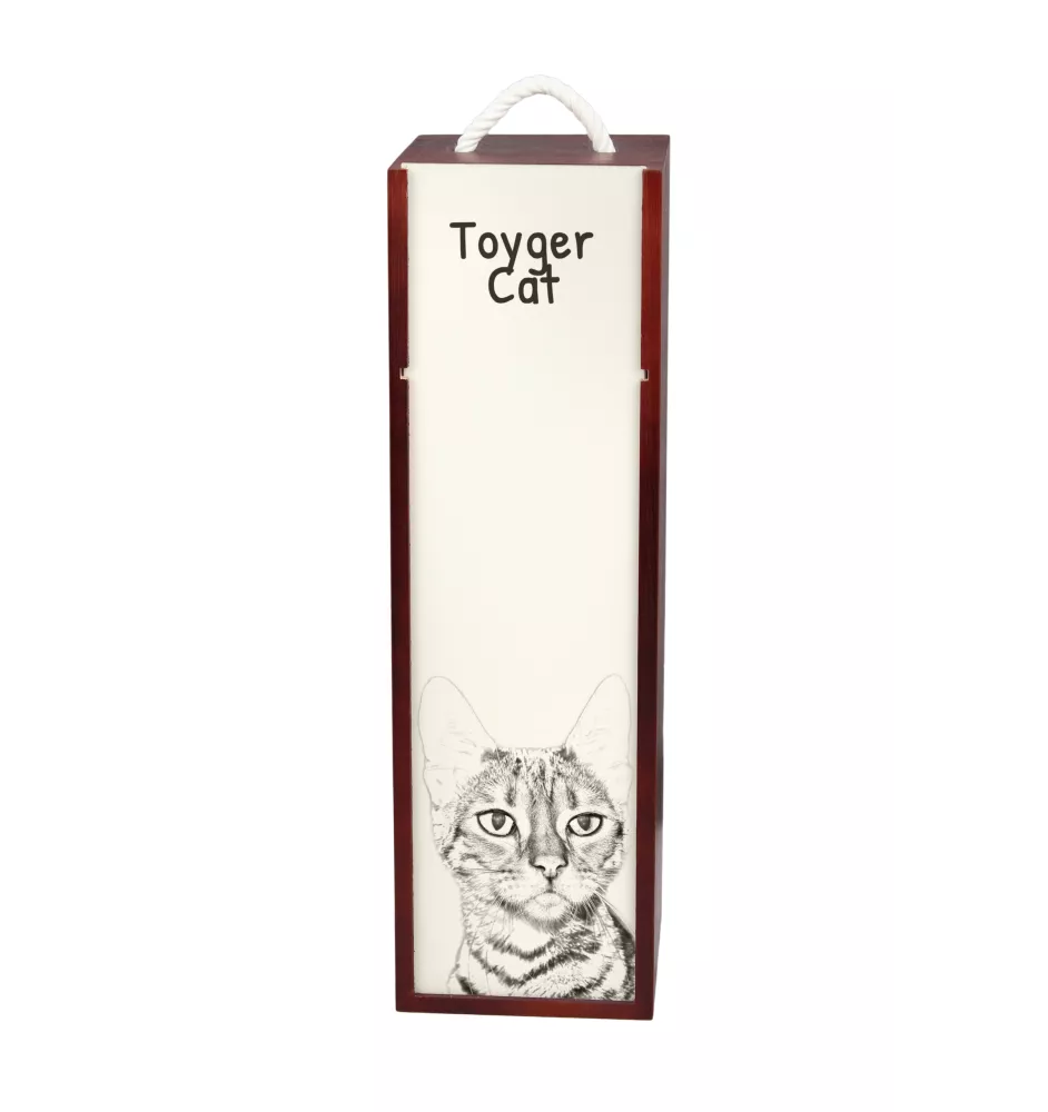 Chat Toyger - boîte à vin avec un chat, boîte à alcool avec une illustration, boîte personnalisée pour cadeau de la marque Art-Dog