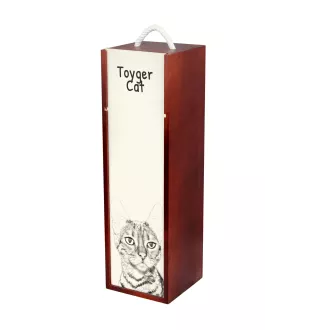 Toyger Cat - wine box with a cat, alcohol box with graphics, personalized gift box from the Art-Dog brand