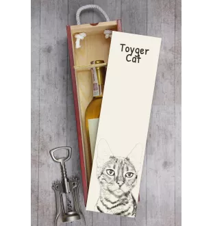 Toyger Cat - wine box with a cat, alcohol box with graphics, personalized gift box from the Art-Dog brand