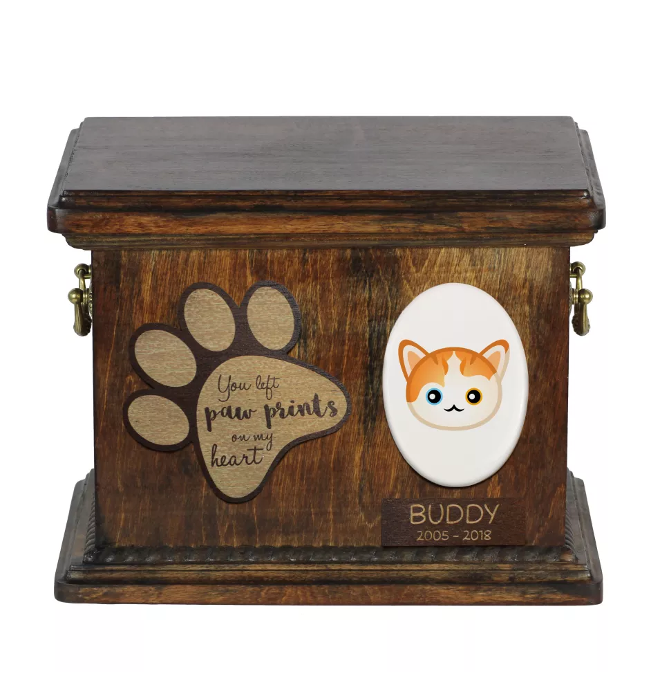 Turkish van - urn for cat ashes, personalized urn with engraving, commemorative box for cat ashes by Art-Dog brand
