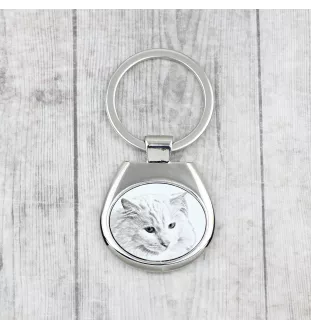 Turkish Angora Cat - keychain with a cat, keychain with a print, personalized pendant from the Art-Dog brand