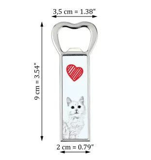 Turkish Van Cat - bottle opener with a cat, personalized fridge opener, unique gift for men by Art-Dog brand