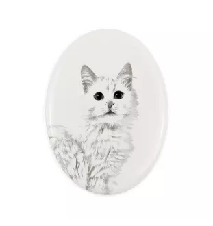 Türkisch Van Katze - Gedenktafel mit einem Foto einer Katze, Grabplatte mit Druck, personalisierte ovale Platte der Marke Art-Dog