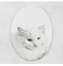 Chat Angora Turc - une plaque commémorative avec une photo de chat, une plaque funéraire avec une impression, une plaque ovale personnalisée de la marque Art-Dog