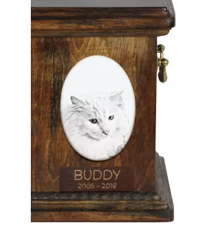 Turkish Angora Cat - commemorative plaque with a cat photo, tombstone with a print, personalized oval plaque from the Art-Dog brand