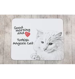 Chat Angora Turc - tapis de souris imprimé, tapis de souris personnalisé avec un chat, un gadget unique pour un employé de bureau de la marque Art-Dog