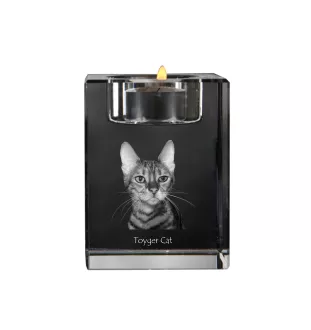 Toyger Katze - Kerzenhalter mit Katzenfoto, Teelichthalter aus Kristall, personalisiertes Geschenk der Marke Art-Dog