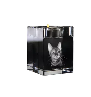 Toyger Katze - Kerzenhalter mit Katzenfoto, Teelichthalter aus Kristall, personalisiertes Geschenk der Marke Art-Dog