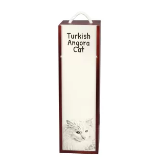 Chat Angora Turc - boîte à vin avec un chat, boîte à alcool avec une illustration, boîte personnalisée pour cadeau de la marque Art-Dog