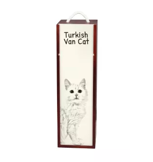 Chat turc de Van - boîte à vin avec un chat, boîte à alcool avec une illustration, boîte personnalisée pour cadeau de la marque Art-Dog