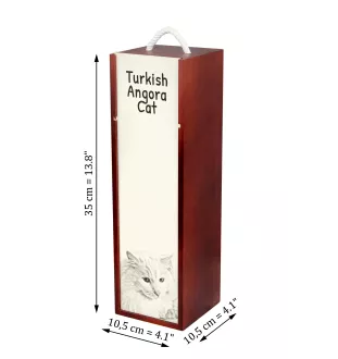 Turkish Angora Cat - wine box with a cat, alcohol box with graphics, personalized gift box from the Art-Dog brand