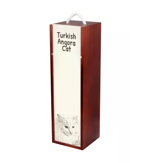 Chat Angora Turc - boîte à vin avec un chat, boîte à alcool avec une illustration, boîte personnalisée pour cadeau de la marque Art-Dog