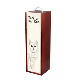 Chat turc de Van - boîte à vin avec un chat, boîte à alcool avec une illustration, boîte personnalisée pour cadeau de la marque Art-Dog