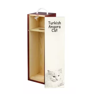 Chat Angora Turc - boîte à vin avec un chat, boîte à alcool avec une illustration, boîte personnalisée pour cadeau de la marque Art-Dog