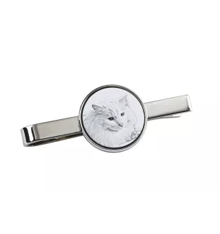 Turkish Angora Cat - cat tie clip, personalized tie clip, unique gift for men from Art-Dog brand