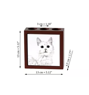 Turkish Van Cat - pen holder with a cat, desk organizer with a print, personalized desk decoration by Art-Dog brand