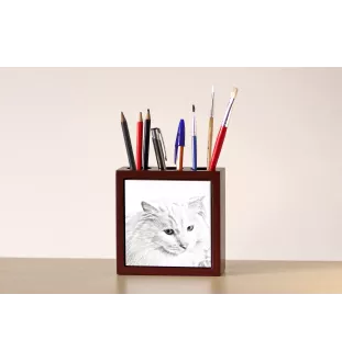 Chat Angora Turc - porte-stylo avec un chat, organiseur de bureau avec impression, décoration de bureau personnalisée de la marque Art-Dog