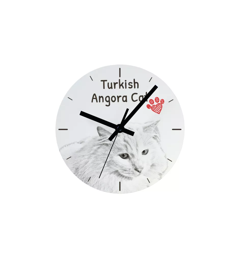 Türkisch Angorakatze - Wanduhr mit Katze, Regal Uhr mit Druck, personalisierte Hausdekoration von Art-Dog.