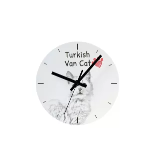 Chat turc de Van - horloge murale avec un chat, horloge de table avec impression, décoration personnalisée de la maison de la marque Art-Dog