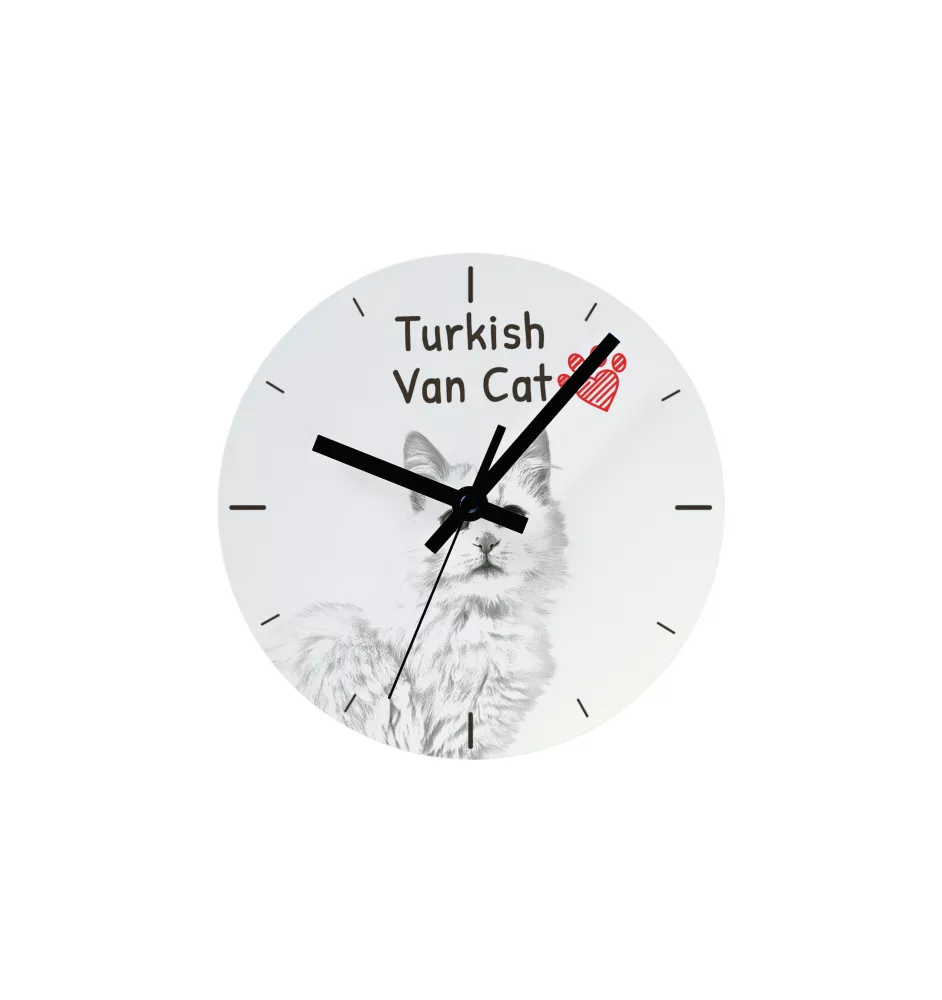 Turkish Van Cat - wall clock with a cat, shelf clock with a print, personalized home decoration from the Art-Dog brand