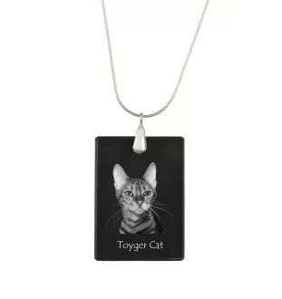 Toyger Katze - Crystal pendant with cat, silver necklace with photo, personalised pendant by Art-Dog brand