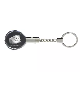Turkish Angora Cat - Fob with cat photo, crystal key ring in gift box, unique gift by Art-Dog brand