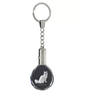 Turkish Van Cat - Fob with cat photo, crystal key ring in gift box, unique gift by Art-Dog brand