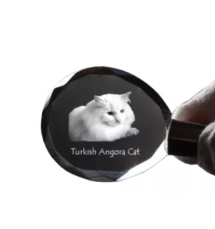 Turkish Angora Cat - Fob with cat photo, crystal key ring in gift box, unique gift by Art-Dog brand