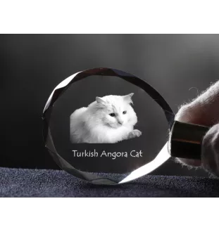 Türkisch Angorakatze - Fob with cat photo, crystal key ring in gift box, unique gift by Art-Dog brand
